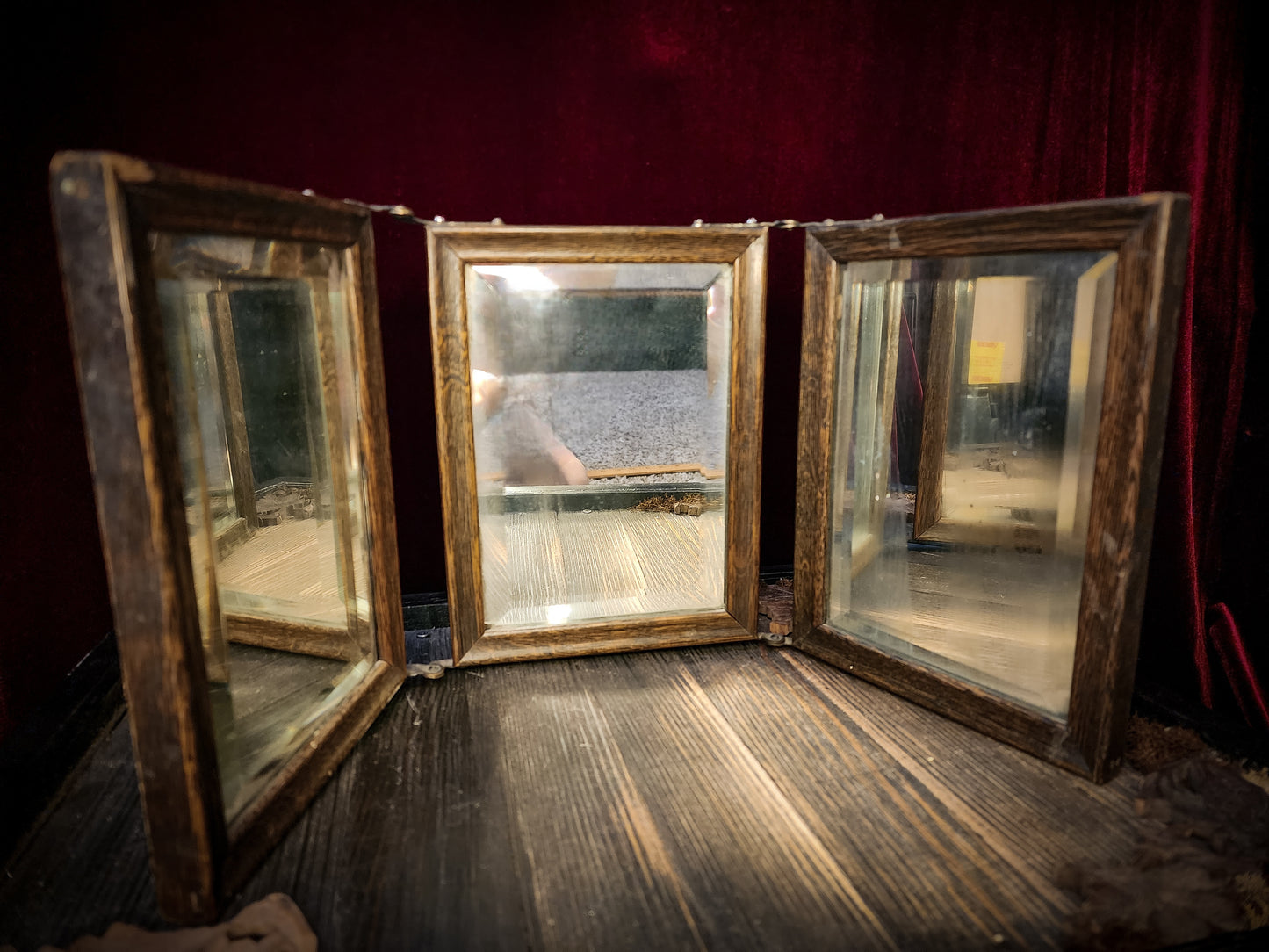 Antique Trifold Shaving Mirror