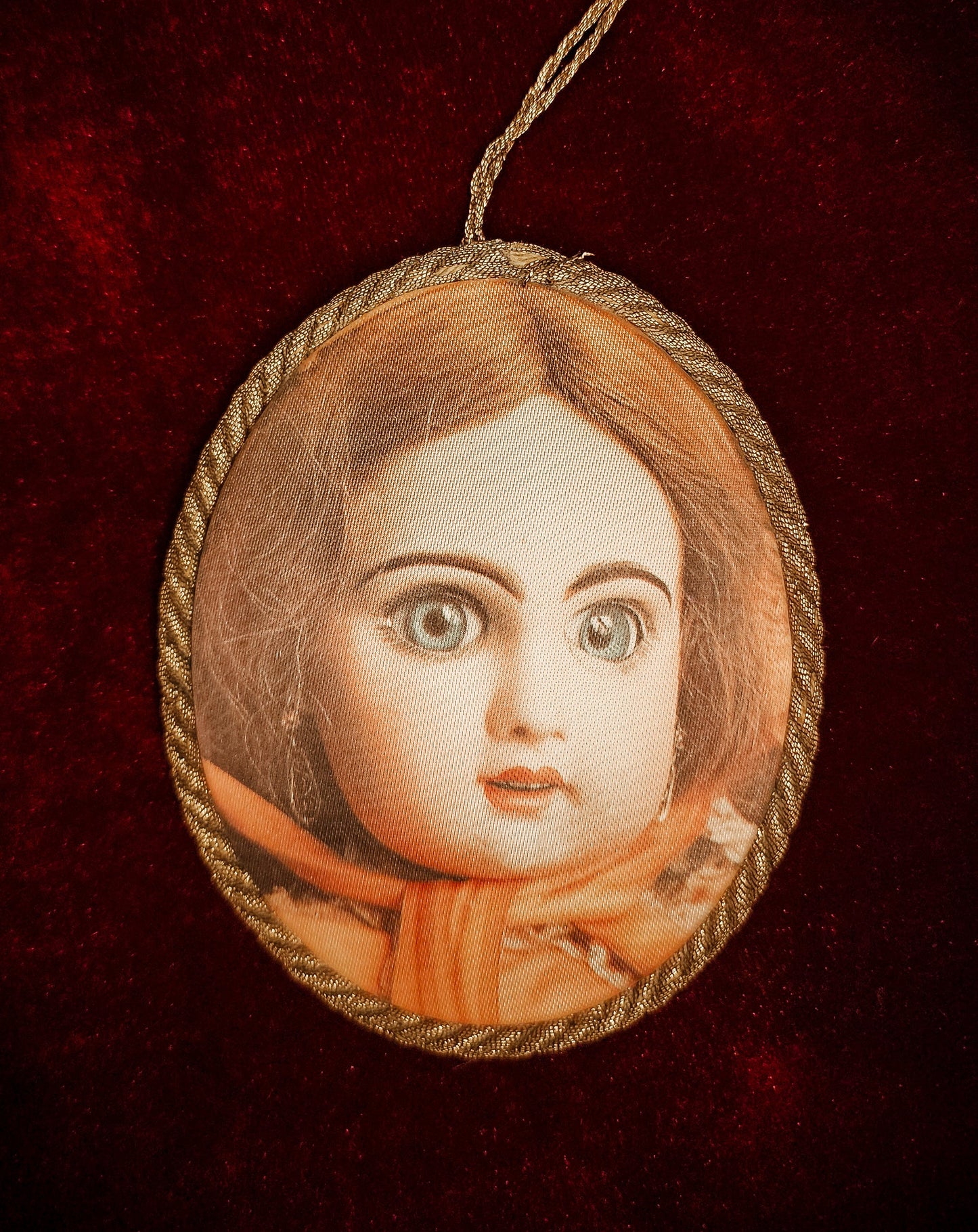 West Germany Porcelain Doll Silk Ornament