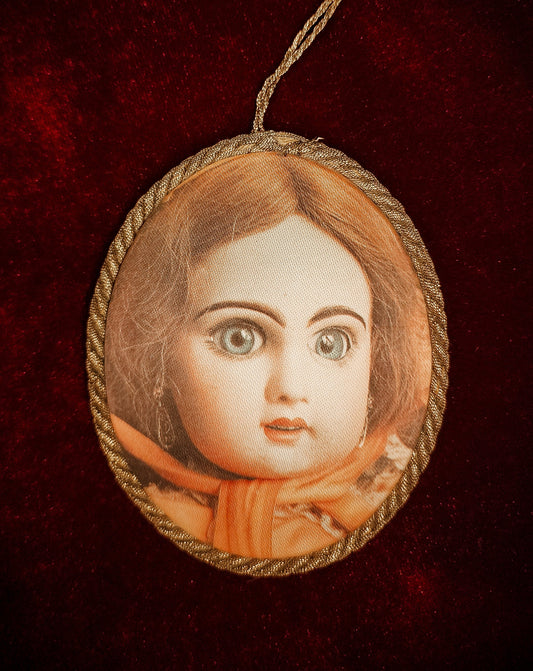 West Germany Porcelain Doll Silk Ornament