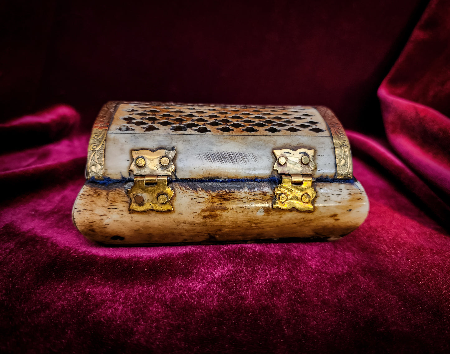 Vintage Bone and Brass Trinket Box