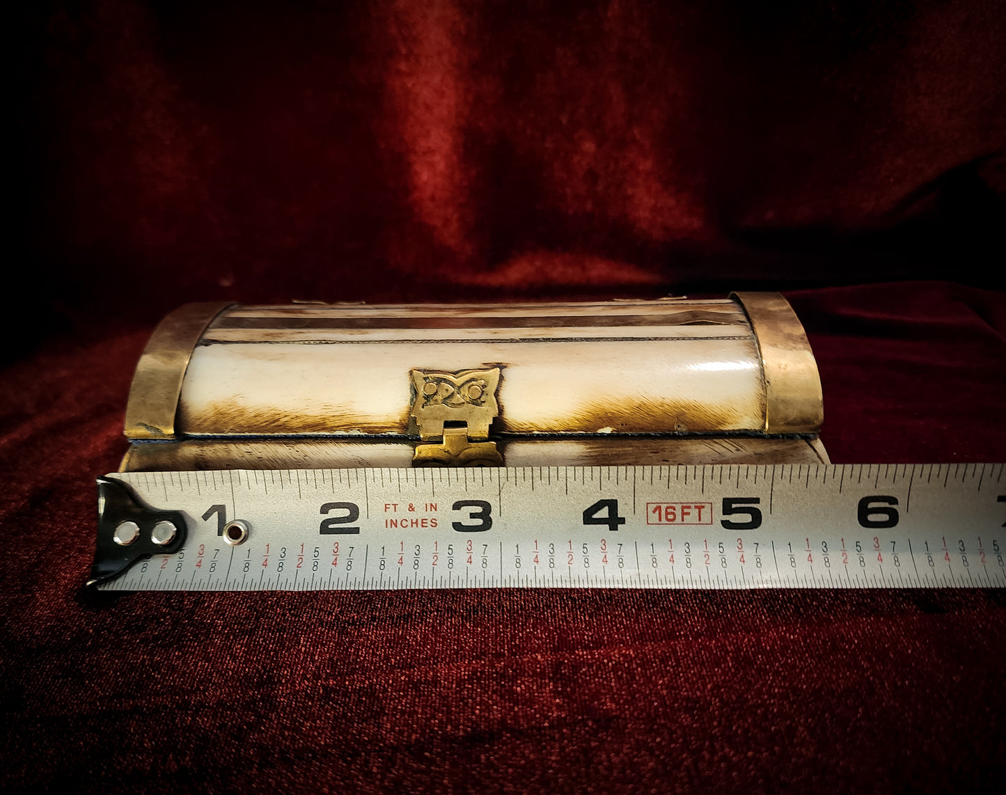 Vintage Bone and Brass Trinket Box