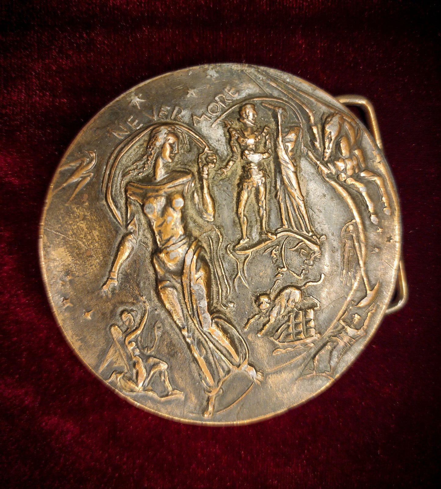 Vintage Edgar Allan Poe "Nevermore" Belt Buckle