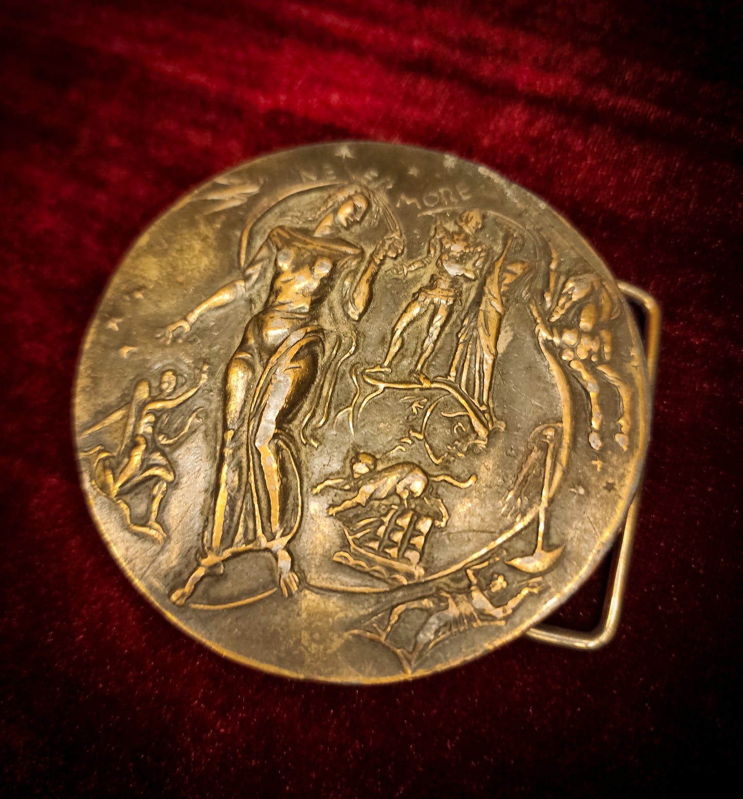 Vintage Edgar Allan Poe "Nevermore" Belt Buckle