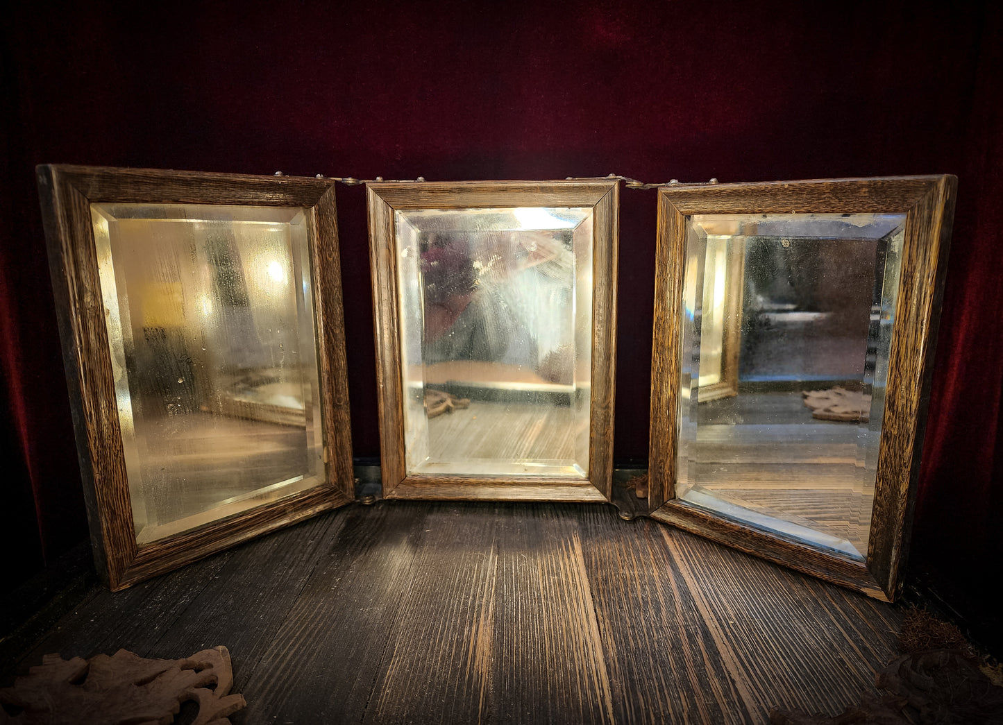 Antique Trifold Shaving Mirror