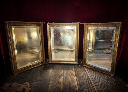 Antique Trifold Shaving Mirror